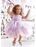 Purple Satin Tulle Corset Back Short Flower Girl Dress